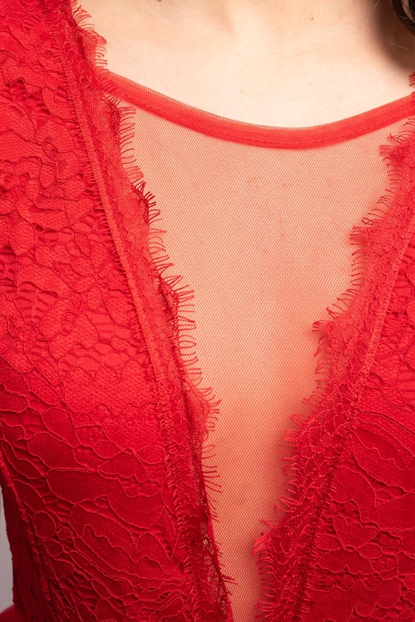 Marina csipke body, piros