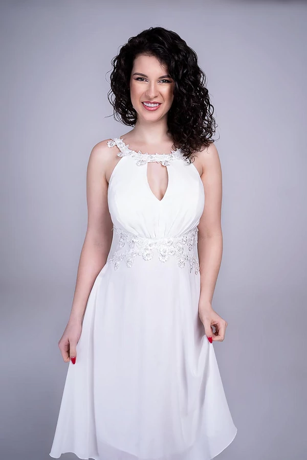 Clara rövid, muszlin menyasszonyi ruha, fehér