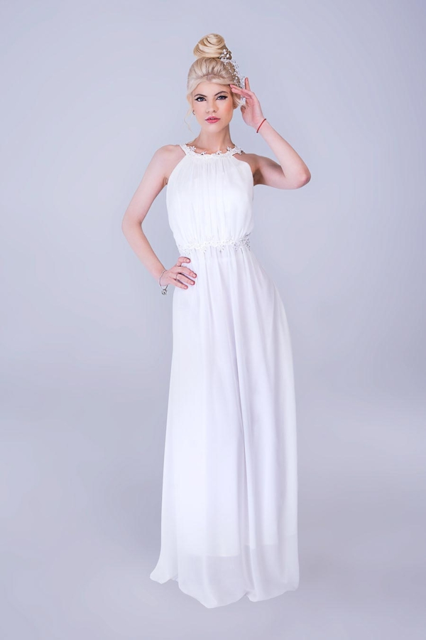 Helena muszlin menyasszonyi ruha, fehér